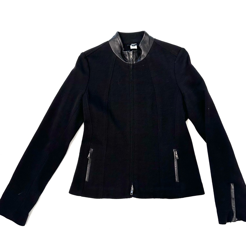 Philippe Adec Wool Blazer Leather Trim 8